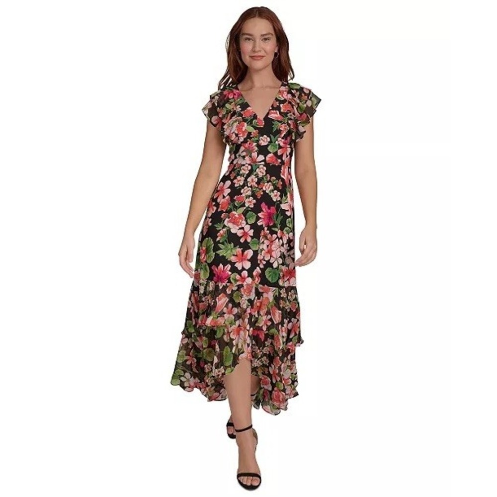 Tommy Hilfiger Plus Size Floral-Print Mixed-Media Maxi Dress Size 16W NWT